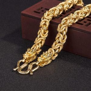 Chaînes Vintage 24k Collier Dragon Véritable Jaune Solide Plaqué Or Bague Pour Hommes Chaîne Bijoux Ne Fade226n