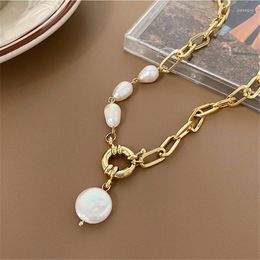 Chaînes Vintage Baroque perle d'eau douce réunissant des colliers courts pour les femmes de luxe élégant fête mariée bijoux chaînes