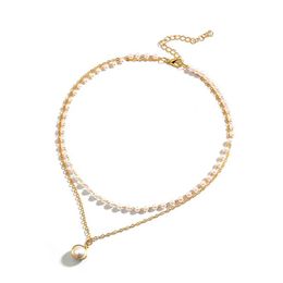 Chaînes Vintage baroque irrégulière perle serrure collier géométrique Aangel pendentif amour colliers pour femmes Punk bijoux 2150