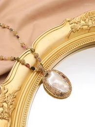 Chaînes Vintage baroque collier de perles naturelles haut de gamme niche médiévale pendentif femme lumière luxe pull chaîne accessoires