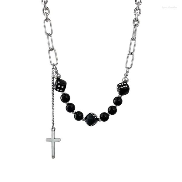 Chaînes Vintage Black Dices Pendentif Colliers Ras du Cou Goth Bijoux Fête Femmes Cadeau Pour Femme Hommes