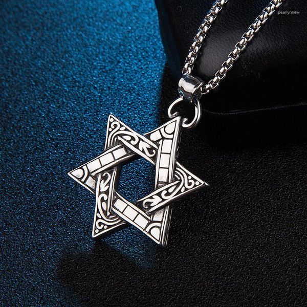 Chaînes Vintage Casual Punk Hexagonal Star Colliers Pour Hommes Mode À La Mode En Acier Inoxydable Bijoux Cadeau Garçon Ami