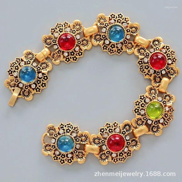 Cadenas Vintage Color Collar simple Pulsera de vidrio pesado occidental