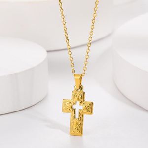 Kettingen Vintage Cross Kettingen Voor Vrouwen Mannen Christelijke Sieraden Rvs Crucifix Hangers Jezus Geloof Accessoires Bff
