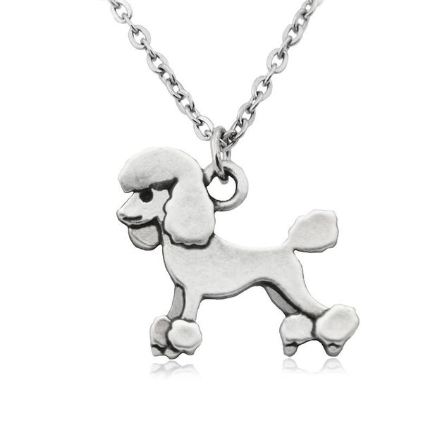 Chaînes Vintage mignon dessin animé caniche chien charmes déclaration collier pendentif animal pour femmes bijoux cadeaux pour animaux de compagnie en acier inoxydable longues chaînes