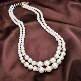 Chaînes Vintage élégant blanc perle colliers collier pour femmes mariage banquet colliers perles classiques bijoux faits à la main cadeau de fête