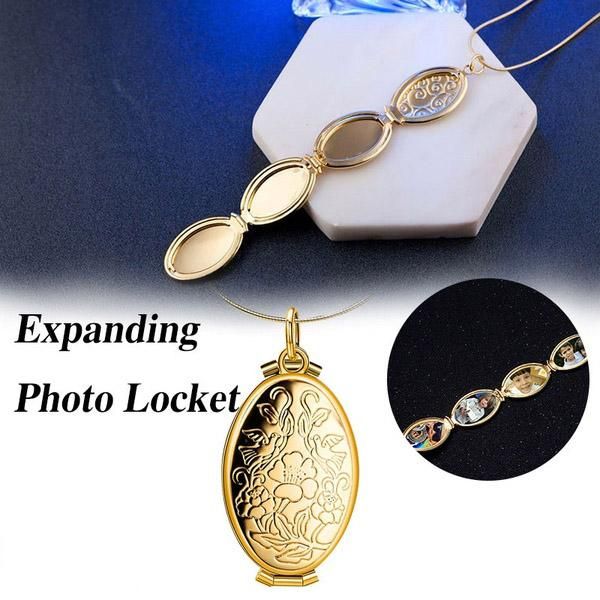 Cadenas Vintage Expandiendo 4 capas Po Colgante Memoria Flotante Locket Collar Cadena Enlace Flash Caja Collares de moda