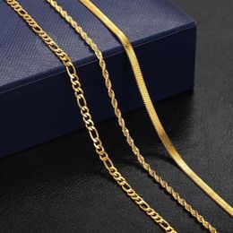 Chaînes Vintage Gold Chain Collier pour femmes Herringbone Corde Foxtail Figaro Curb Link Collier Bijoux Accessoires Whole222m