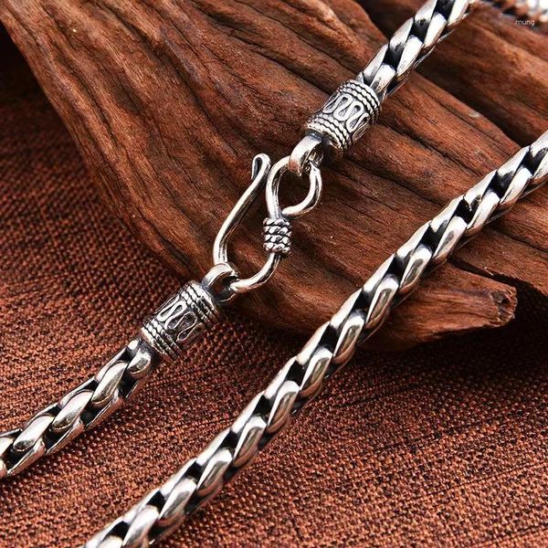 Cadenas Vintage Gótico Punk Hombres S925 Cuerda de plata esterlina Chockers Collar de cadena para hombre Hip Hop Fiesta de cumpleaños Accesorios de joyería