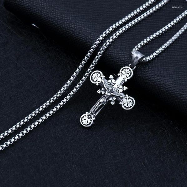 Chaînes Vintage gothique religieux chrétien foi croix pendentif chaîne colliers collier Chunky tour de cou pour femmes hommes cadeau fabrication de bijoux