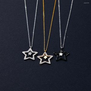 Chaînes Vintage gothique étoile pendentif collier en acier inoxydable noir tour de cou bijoux cadeau pour les femmes cadeaux de fête 2023