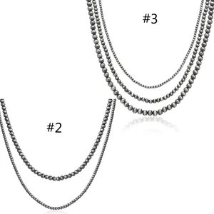 Chaînes Vintage gris-perle perlée collier en couches Western fausse perle déclaration bijoux clavicule chaîne livraison directe