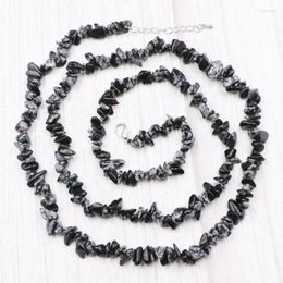 Chaînes Vintage Long collier de perles pierre naturelle flocon de neige obsidienne brin chaîne colliers pour femmes bijoux accessoires cadeau B210