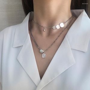 Chaînes Vintage amour rond Thai couleur argent fait à la main clavicule chaîne collier pour femmes filles Simple mode bijoux délicats