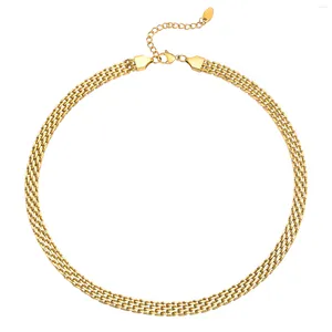 Chaînes Vintage Mesh Collier ras du cou pour femmes plaqué or 18 carats en acier inoxydable bijoux imperméables