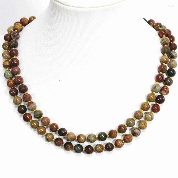 Chaînes Vintage multicolore Picasso pierre naturelle collier de perles rondes 8 10 12mm bijoux de chaîne de haute qualité 32 pouces