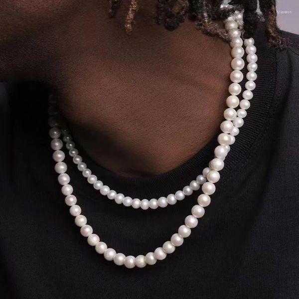 Chaînes Vintage Perle Collier Pour Femmes Rock Blanc Acrylique Perle Chaîne Hommes Collier Mode Bijoux Tendance Accessoires Goutte