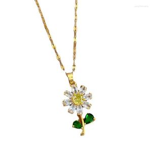 Cadenas Vintage Rhinstones girasol colgante collar romántico encanto cadena gargantilla joyería regalo para mujeres accesorios T8DE