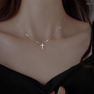 Chaînes Vintage Argent Couleur En Acier Inoxydable Bijoux Croix Pendentif Collier Pour Femmes Crucifix Christianisme Jésus Clavicule Chaîne 2023