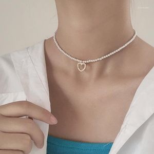 Chaînes Vintage Simple perle coeur collier pour femmes petite amie à la mode plaqué or argent couleur chaîne collier bijoux cadeau 2023