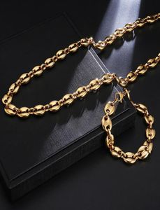 Chaines Collier de grains de café en acier inoxydable vintage pour hommes et femmes 11 mm60 cm de nez de cochon titane bijoux Gift7307751