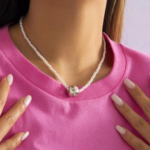 Chaînes Vintage Sweet Imitation Perle Perle Collier Collier Pour Femmes 2023 Simple Mariée Mariage Mode Fille Charme Anniversaire Bijoux