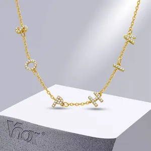 Kettingen Vnox Aangepaste Initial Naam Kettingen Voor Vrouwen Meisjes Bling Vonken CZ Steen Letters Charm Personaliseer 1-6 Alfabetten