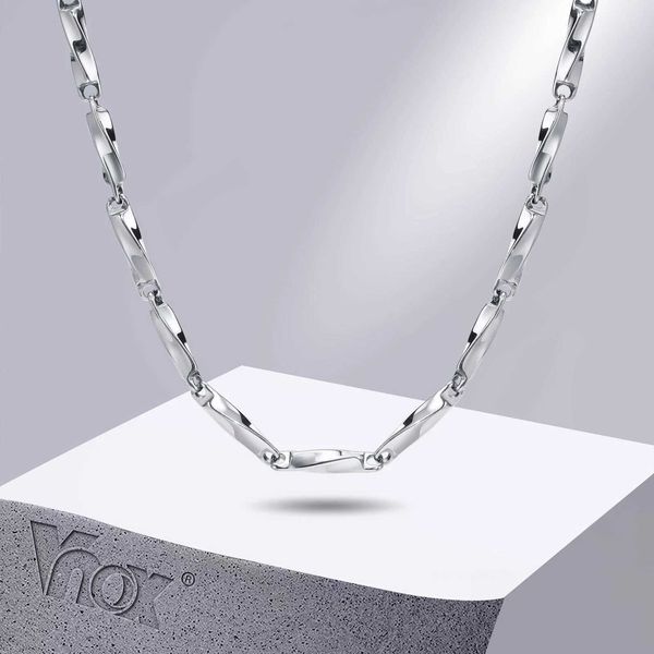 Chaines Vnox Mobius Colliers de chaîne pour hommes 4 mm Liens de barre twided Collier ne s'est jamais fondu sur le collier géométrique de couleur argent D240509