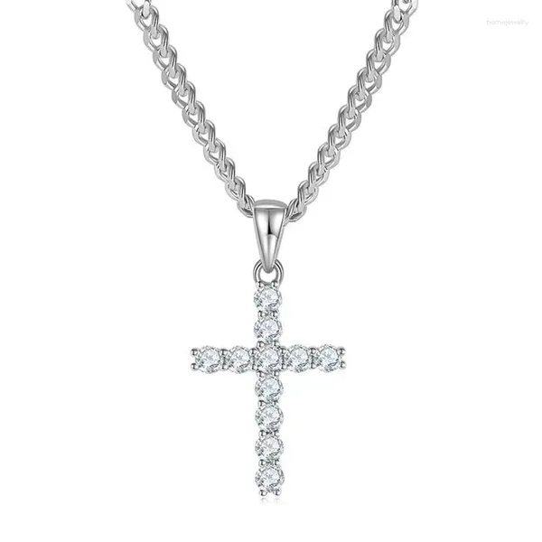 Chains Vojefen Collier Cross Cross Femmes 925 STERLING Silver Moissanite 3,0 mm Grade D Colliers de bijoux fins de haute qualité