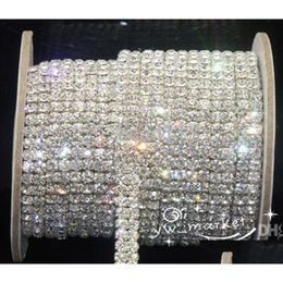 Chaînes Bijoux de mariage 2 rangées SS16 Cristal clair Strass Garnitures Fermer la chaîne Sier 10 Yard Drop Livraison Résultats Composants DH4OJ