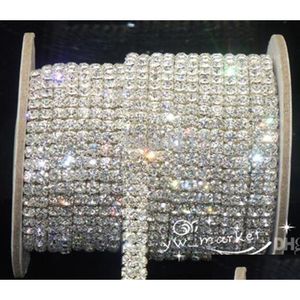 Chaînes Bijoux de mariage 2 rangées SS16 Cristal clair Strass Garnitures Fermer la chaîne Sier 10 Yard Drop Livraison Résultats Composants DH4OJ