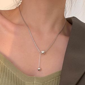 Chaînes WEIYUE S925 en argent Sterling un mot gland boule collier femmes rétro clavicule chaîne Hip Hop pull cadeau de fête de mariage