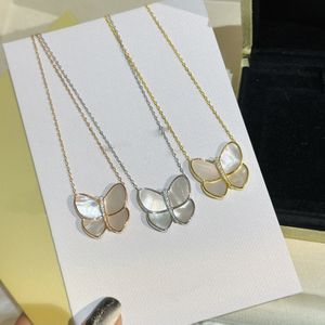 Kettingen Witte Fritillaria Grote Vlinder S925 Sterling Zilver Gegalvaniseerde 18k Goud Klassieke Driekleurige Spot Ketting