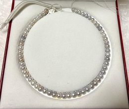 Ketten Weiß Grau Natürliche 8-9mm Meer Perlen Halskette Für Frauen Brot Runde Perlen Edlen Schmuck 925 Schnalle hochzeit/Datum