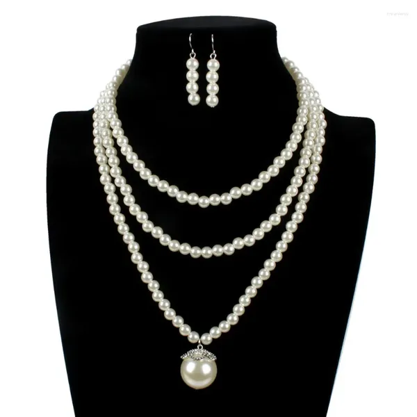 Chaînes Blanc Grande Taille Simulation Perle Pendentif Collier De Mariage Cadeau Bijoux Multi Couche Perle Ras Du Cou