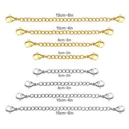 Chaînes entières 8pcs / lot 316L placage chaîne étendue collier en acier inoxydable Rolo couleur or 2 3 4 6 pouces ChainChains2436