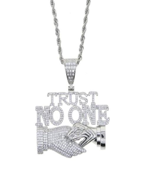 Chaînes Toute conception Or Argent Plaqué Lettre TRUST PERSONNE Charme Pendentif Avec Longue Corde Chaîne Collier Pour Hommes Hip Hop Bijoux2476884