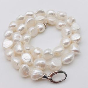 Chaînes en gros 10-12mm brin 925 fermoir en argent sterling blanc naturel véritable collier de perles d'eau douce baroques