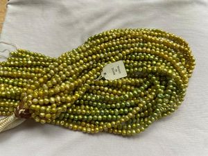 Цепочки оптом 15 дюймов 4-5 мм, плоский натуральный оливково-зеленый жемчуг Южного моря, незавершенное ожерелье, ювелирные изделия «сделай сам», 40 см, одна длинная нить для женщин