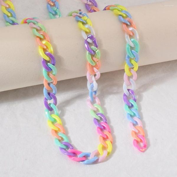 Chaînes en gros 1 m/lot coloré acrylique plat lien chaîne pour bijoux à bricoler soi-même faisant sac lunettes de soleil