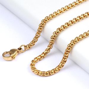 Chaînes en gros 20 pouces couleur or 4MM 316L en acier inoxydable carré Rolo chaîne pendentif collier bijoux pour femmes/hommes