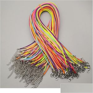 Cadenas Venta al por mayor Joyería de 2 mm Broche mixto Collar de langosta Cuerda Cordón de cuero encerado Cordón negro Cuerdas colgantes 10 Jllgtr Entrega directa Otrty