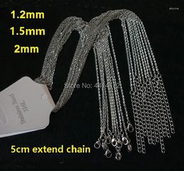 Chaînes en gros 316L 1.2 1.5 2 3mm mince croix colliers en acier inoxydable ont extension extension femmes hommes bijoux de bricolage 50pcs