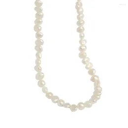 Chaines en gros 5-6,5 mm Small Baroque Pearls Choker 925 Collier de perles en argent sterling