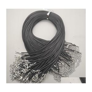 Chaînes En Gros Noir 1.5Mm 2Mm Corde Cire Bijoux Fermoir Homard Collier Artisanat Cordon Colliers Longe Pendentif Yummyshop Drop Deliver Dh7Us