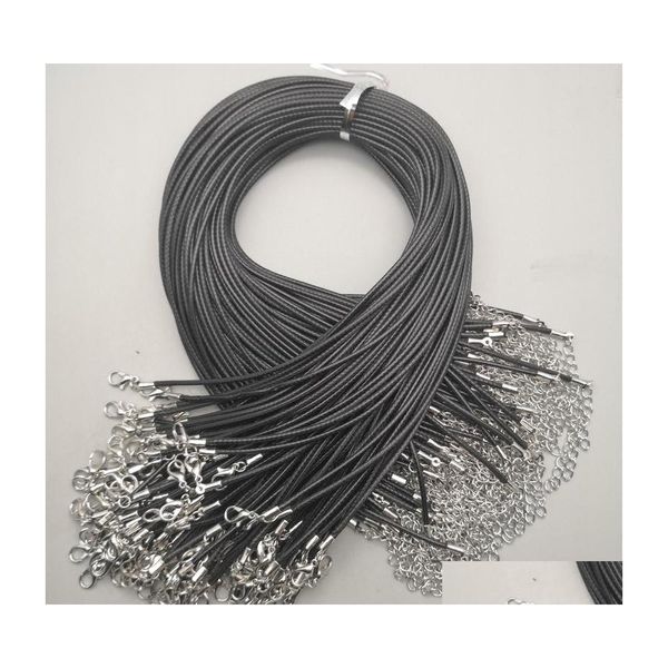 Cadenas Venta al por mayor Negro 1.5 Mm 2 Mm Cuerda Cera Broche de joyería Collar de langosta Craft Cord Collares Cordón Colgante Yummyshop Drop Deliver Dh7Us