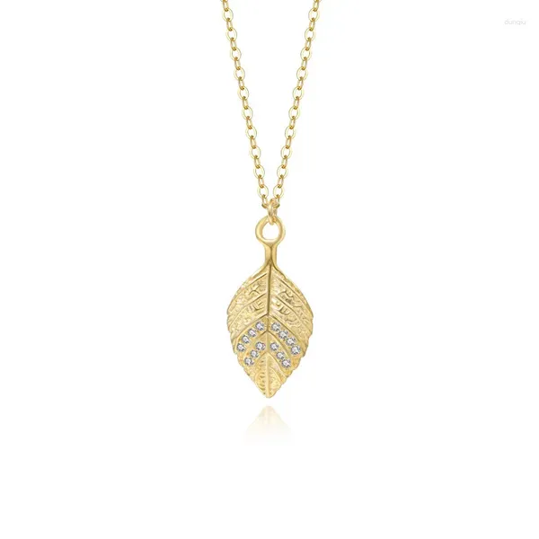 Chaînes en gros feuille conception chaîne collier 925 pendentif en argent plaqué or bijoux de mode pour les femmes