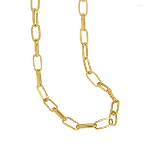 Cadenas Venta al por mayor Joyería minimalista 5.2 mm Clip de papel Collar de cadena de enlace 925 Plata de ley Chunky Chapado en oro