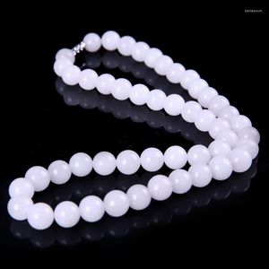 Ketens groothandel natuurlijke witte jade 8mm ketting mode dames yoga kralen hang dendant edelsteen kralen cadeau voor sieraden p11