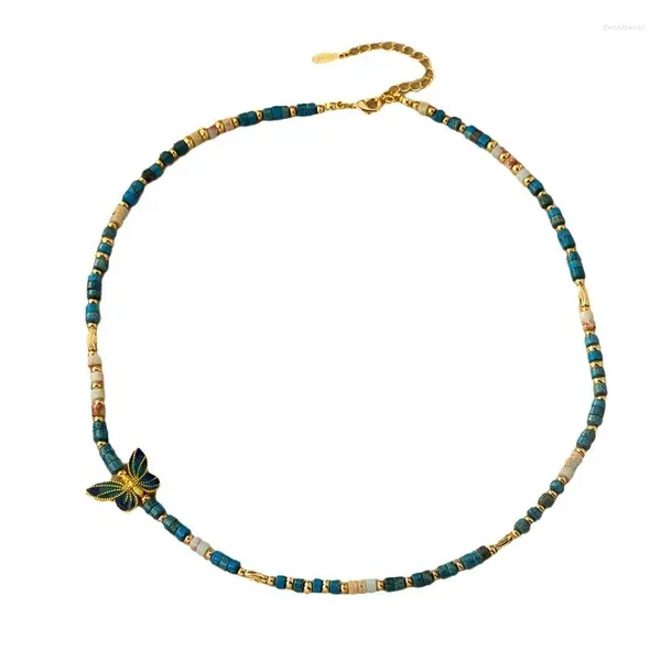Chaines en gros des colliers de perles vintage chinois pour les femmes chaîne de cols de collier de papillon polyvalent et haut de gamme